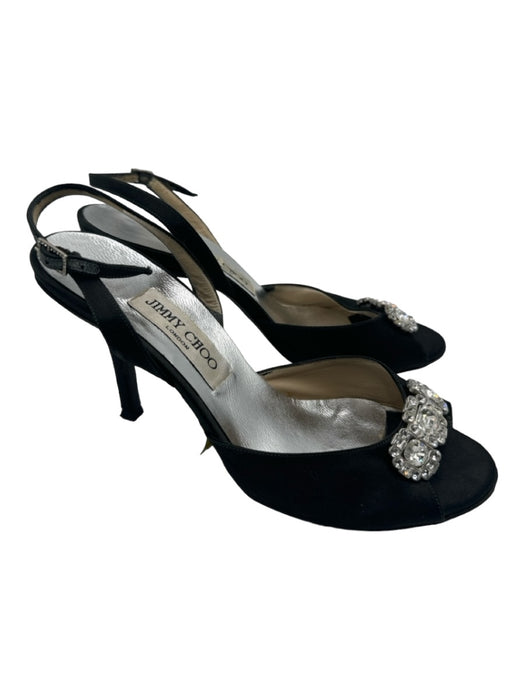 Jimmy Choo Shoe Size 38 Black & Clear Synthetic Crystal Open Toe Pumps Black & Clear / 38