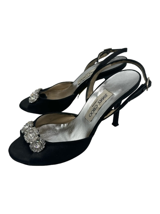 Jimmy Choo Shoe Size 38 Black & Clear Synthetic Crystal Open Toe Pumps Black & Clear / 38