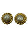 Chanel Gold & White Gold Toned Clip Ons Faux Pearl Twisted Earrings Gold & White