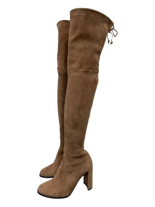 Stuart Weitzman Shoe Size 7.5 Taupe Brown Suede Pointed Toe Thigh High Boots Taupe Brown / 7.5