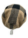 Burberry Beige & Gray Wool Plaid Bill Cap Detail Hat Beige & Gray