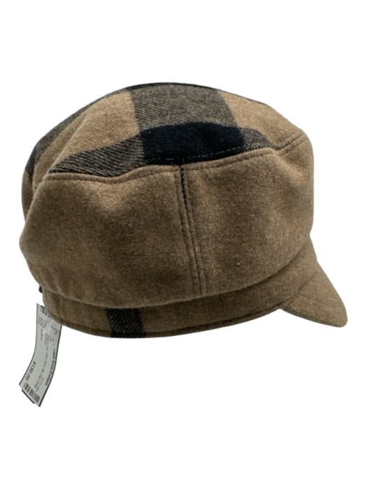 Burberry Beige & Gray Wool Plaid Bill Cap Detail Hat Beige & Gray