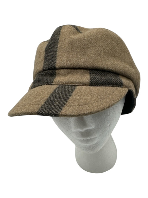 Burberry Beige & Gray Wool Plaid Bill Cap Detail Hat Beige & Gray