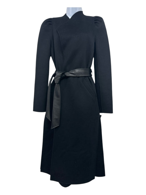 Mackage Size Small Black Wool Long Sleeve Open Front Belt Inc. Pockets Coat Black / Small