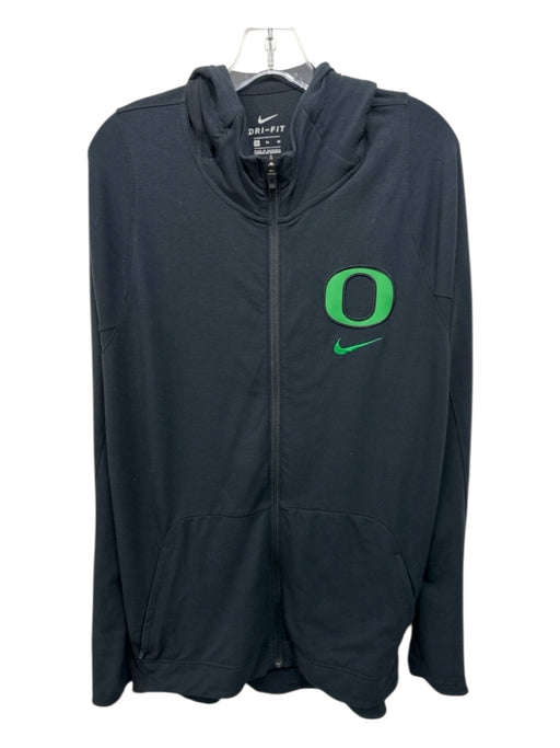 Nike Size XL Black Cotton Blend Solid Hoodie Zip Up Men's Jacket Black / XL