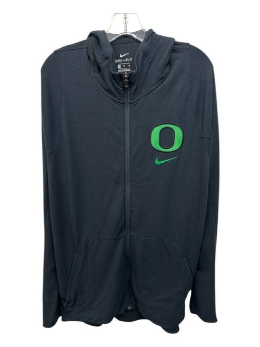Nike Size XL Black Cotton Blend Solid Hoodie Zip Up Men's Jacket Black / XL