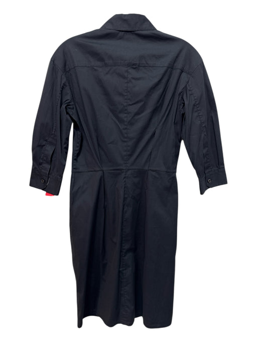 Prada Size Est S Black Button Up Breast Pocket Collar Long Sleeve Dress Black / Est S