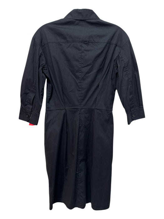 Prada Size Est S Black Button Up Breast Pocket Collar Long Sleeve Dress Black / Est S
