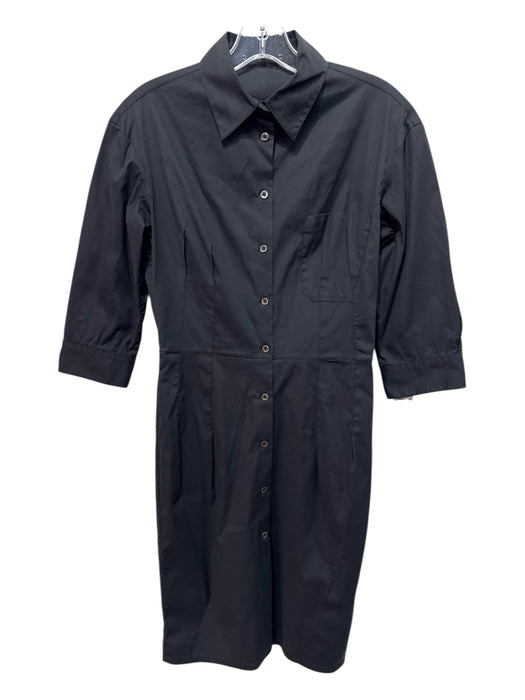 Prada Size Est S Black Button Up Breast Pocket Collar Long Sleeve Dress Black / Est S