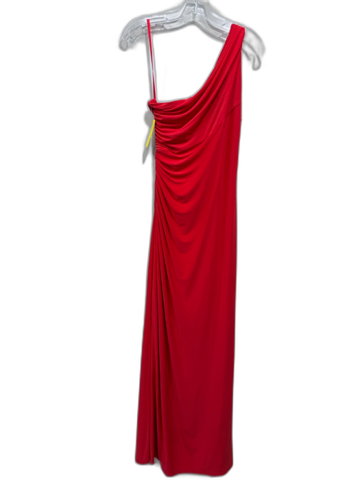 Lauren Ralph Lauren Size 10 Red Polyester Blend One Shoulder Ruched Gown Red / 10