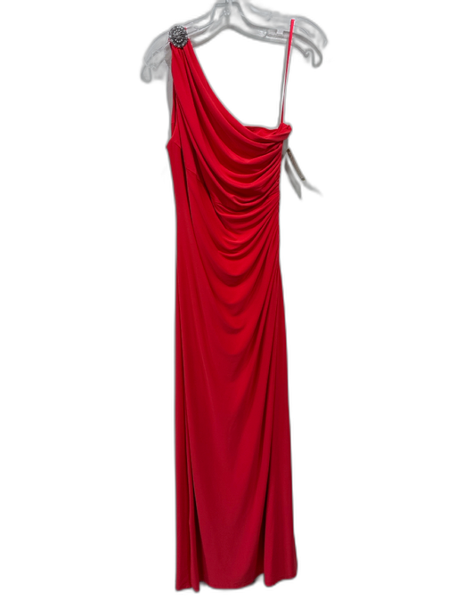 Lauren Ralph Lauren Size 10 Red Polyester Blend One Shoulder Ruched Gown Red / 10