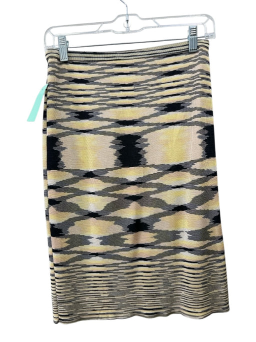 Missoni Size 40 Beige, Black, Yellow Elastic Waist Knee Length Skirt Beige, Black, Yellow / 40