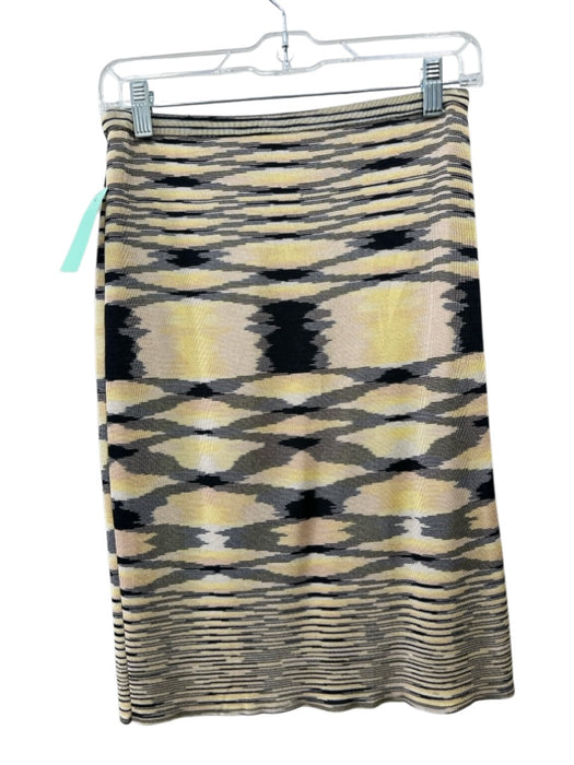 Missoni Size 40 Beige, Black, Yellow Elastic Waist Knee Length Skirt Beige, Black, Yellow / 40