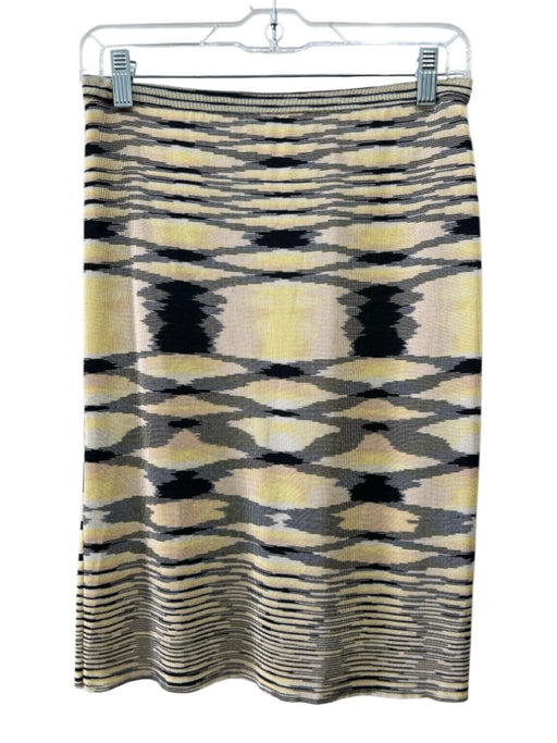Missoni Size 40 Beige, Black, Yellow Elastic Waist Knee Length Skirt Beige, Black, Yellow / 40