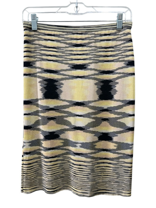 Missoni Size 40 Beige, Black, Yellow Elastic Waist Knee Length Skirt Beige, Black, Yellow / 40