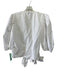 Ganni Size 38 White Cotton Short Puff Sleeve Crop Wrap Open Top White / 38
