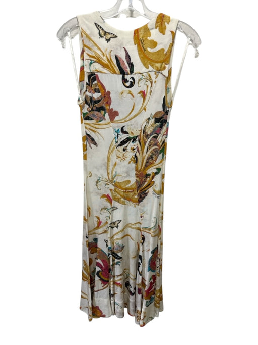 Just Cavalli Size 40 White & Multi Sleeveless All Over Print Cowl neck Dress White & Multi / 40