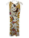 Just Cavalli Size 40 White & Multi Sleeveless All Over Print Cowl neck Dress White & Multi / 40