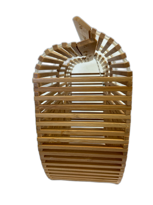 Cult Gaia Brown Bamboo Wood Top Handle Basket Bag No Lining Bag Brown