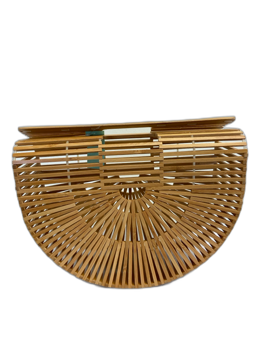 Cult Gaia Brown Bamboo Wood Top Handle Basket Bag No Lining Bag Brown