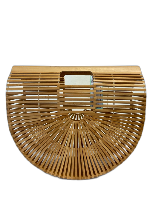 Cult Gaia Brown Bamboo Wood Top Handle Basket Bag No Lining Bag Brown