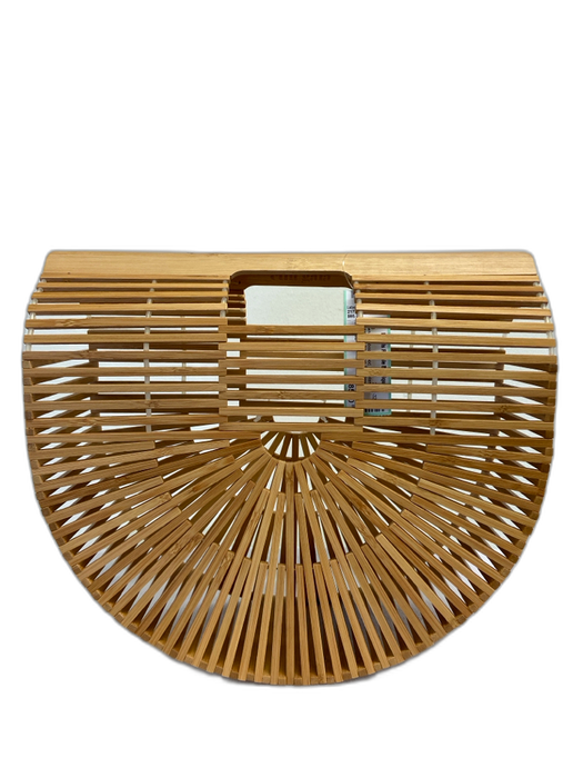 Cult Gaia Brown Bamboo Wood Top Handle Basket Bag No Lining Bag Brown