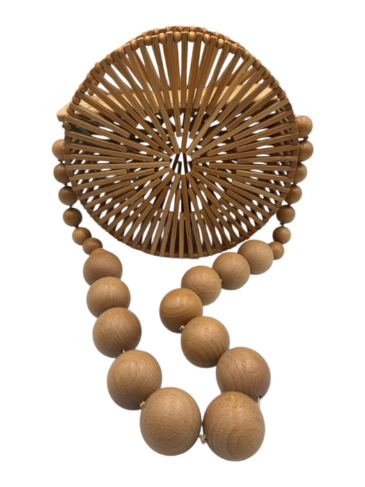 Cult Gaia Tan Wood Circle Beaded Shoulder Bag Bag Tan / Small