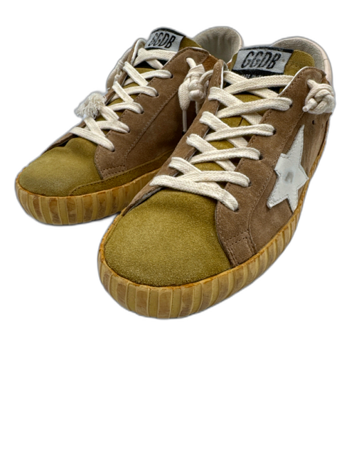 Golden Goose Shoe Size 38 Tan, Brown & White Suede Leather Star Low Top Sneakers Tan, Brown & White / 38