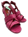 Missoni Shoe Size 38 Pink & Red Straw Checked Platform Block Heel Sandals Pink & Red / 38