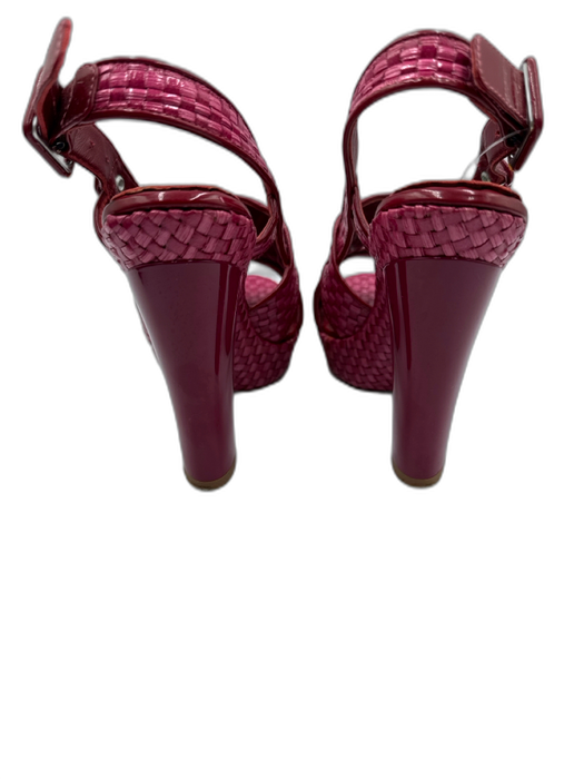Missoni Shoe Size 38 Pink & Red Straw Checked Platform Block Heel Sandals Pink & Red / 38