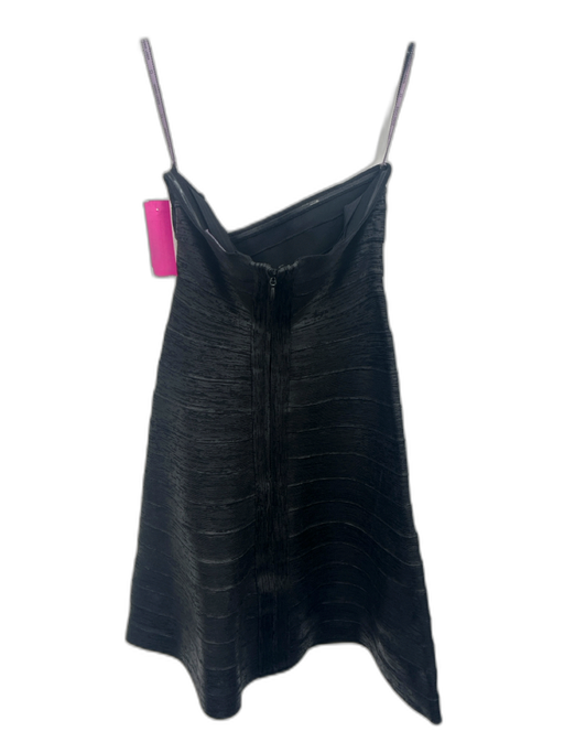 Herve Leger Size XS Black & Gunmetal Rayon & Nylon Strapless Bandage Mini Dress Black & Gunmetal / XS