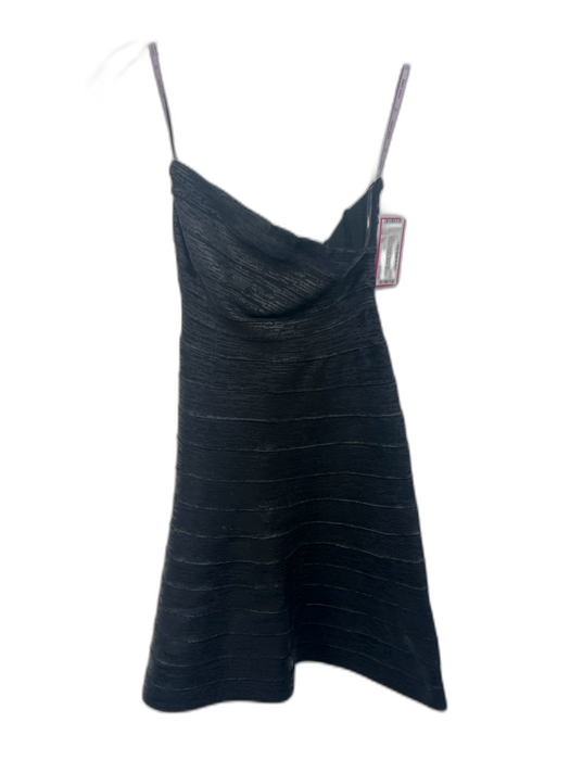 Herve Leger Size XS Black & Gunmetal Rayon & Nylon Strapless Bandage Mini Dress Black & Gunmetal / XS
