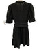 Rebecca Vallance Size 4 Black Cotton Short Sleeve Cut Outs Split Neck Dress Black / 4