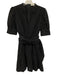 Rebecca Vallance Size 4 Black Cotton Short Sleeve Cut Outs Split Neck Dress Black / 4