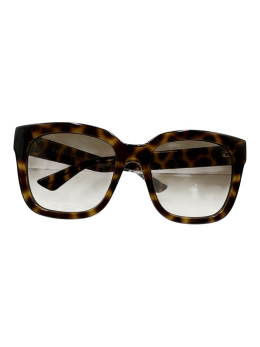 Gucci Brown Acetate Cat Eye Cheetah Sunglasses Brown