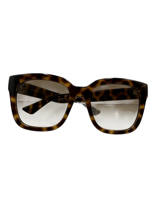 Gucci Brown Acetate Cat Eye Cheetah Sunglasses Brown