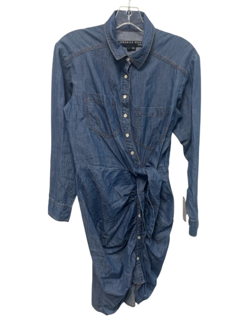 Veronica Beard Jeans Size 2 Medium Wash Cotton Button Front Collar Dress Medium Wash / 2
