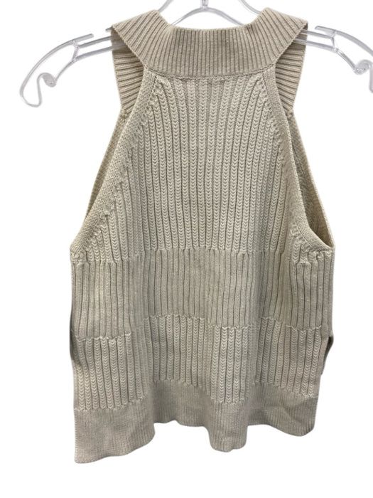 ALLSAINTS Size S Beige Cotton Sleeveless High Neck Knit Top Beige / S