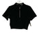 Alo Size S Black Velvet High Neck 1/4 Zip Crop Top Black / S