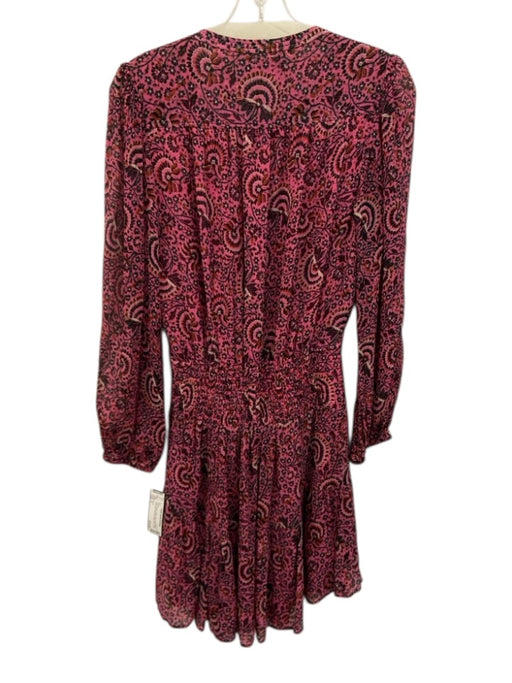 A.L.C. Size 2 Pink, Orange, Green Silk Long Sleeve Floral Print Mini Dress Pink, Orange, Green / 2