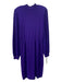 St John Size 6 Purple Wool Blend Knit Long Sleeve Shoulder Pads Ribbed Dress Purple / 6