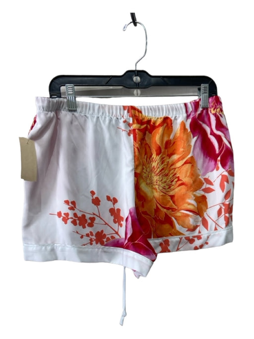 Natori Size Large White, Pink & Orange Polyester Elastic Drawstring Shorts White, Pink & Orange / Large