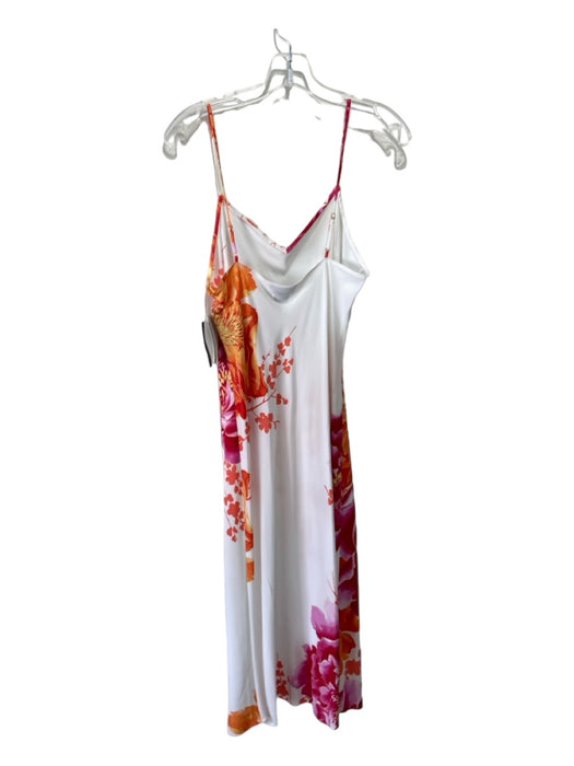 Natori Size Small White, Pink & Orange Polyester Midi Floral Pyjamas Dress White, Pink & Orange / Small