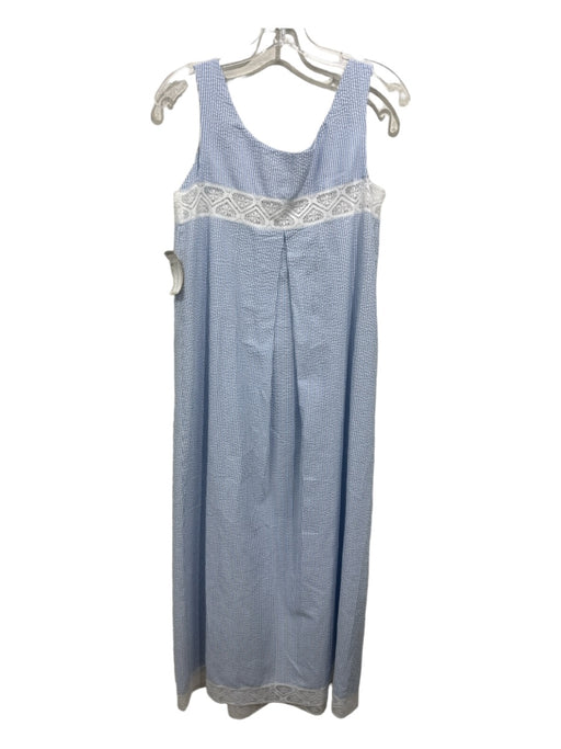 Leontine Linens Size S Blue & White Seersucker Lace Trim Sleeveless Dress Blue & White / S