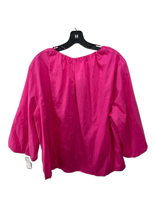 Frances Valentine Size XL Pink Cotton Elastic neck 3/4 Sleeve Top Pink / XL