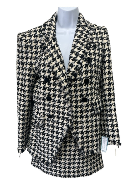 Veronica Beard Size 4 Black & White Cotton Blend Tweed Houndstooth Skirt Set Black & White / 4