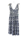 La Plage Size M Blue & White Cotton V Neck & Back Sleeveless Paisley Maxi Dress Blue & White / M