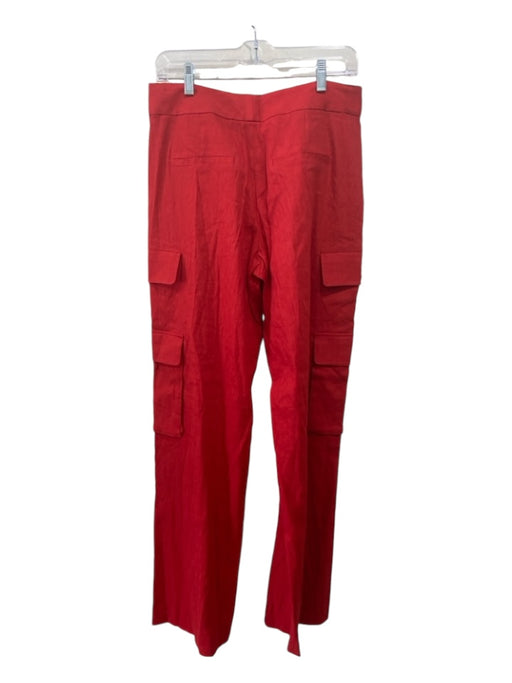 Alice + Olivia Size 8 Red Linen Blend Cargo Wide Leg Snap & Zip Pants Red / 8