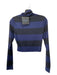 Cynthia Rowley Size M Navy & Black Nylon Blend Striped Turtleneck Crop Top Navy & Black / M