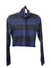 Cynthia Rowley Size M Navy & Black Nylon Blend Striped Turtleneck Crop Top Navy & Black / M